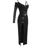 Angelina Black Long Dress With Long Sleeve