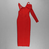 Angelina Red Long Dress With Long Sleeve