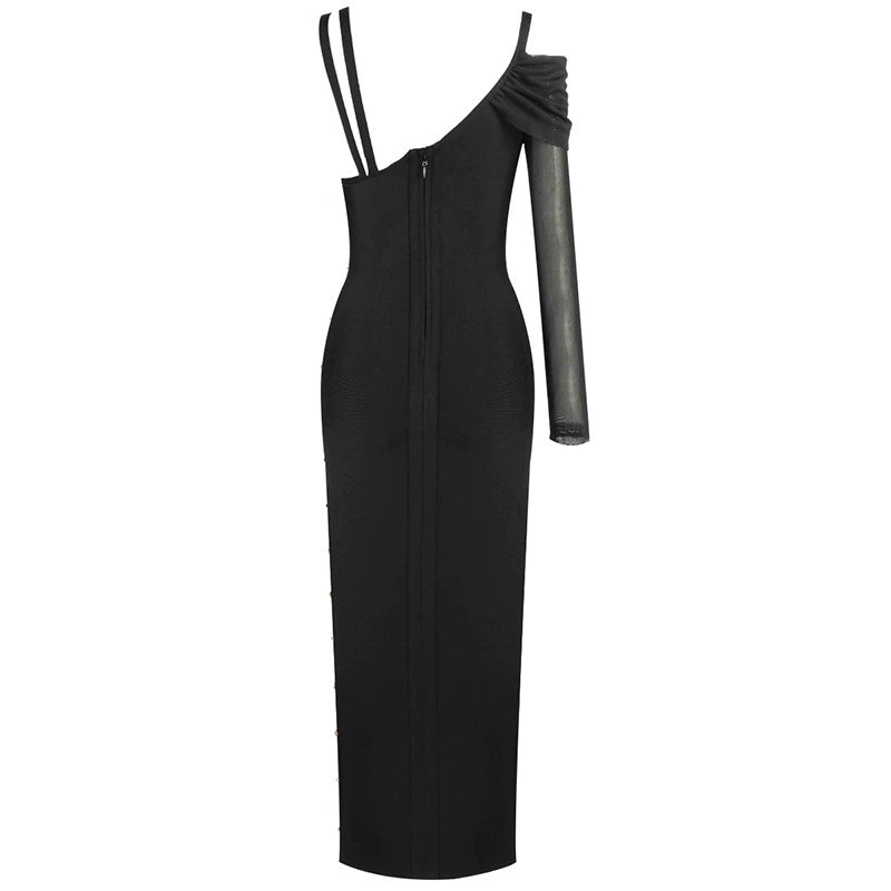 Angelina Black Long Dress With Long Sleeve