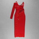 Angelina Red Long Dress With Long Sleeve