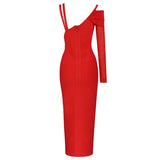 Angelina Red Long Dress With Long Sleeve