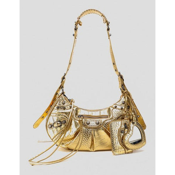 Biance Metallic Baguette Leather Bag