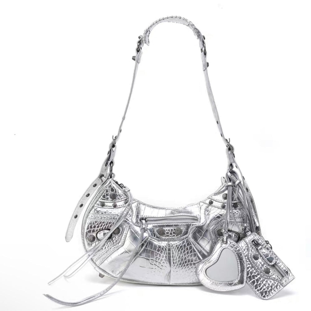 Biance Metallic Baguette Leather Bag